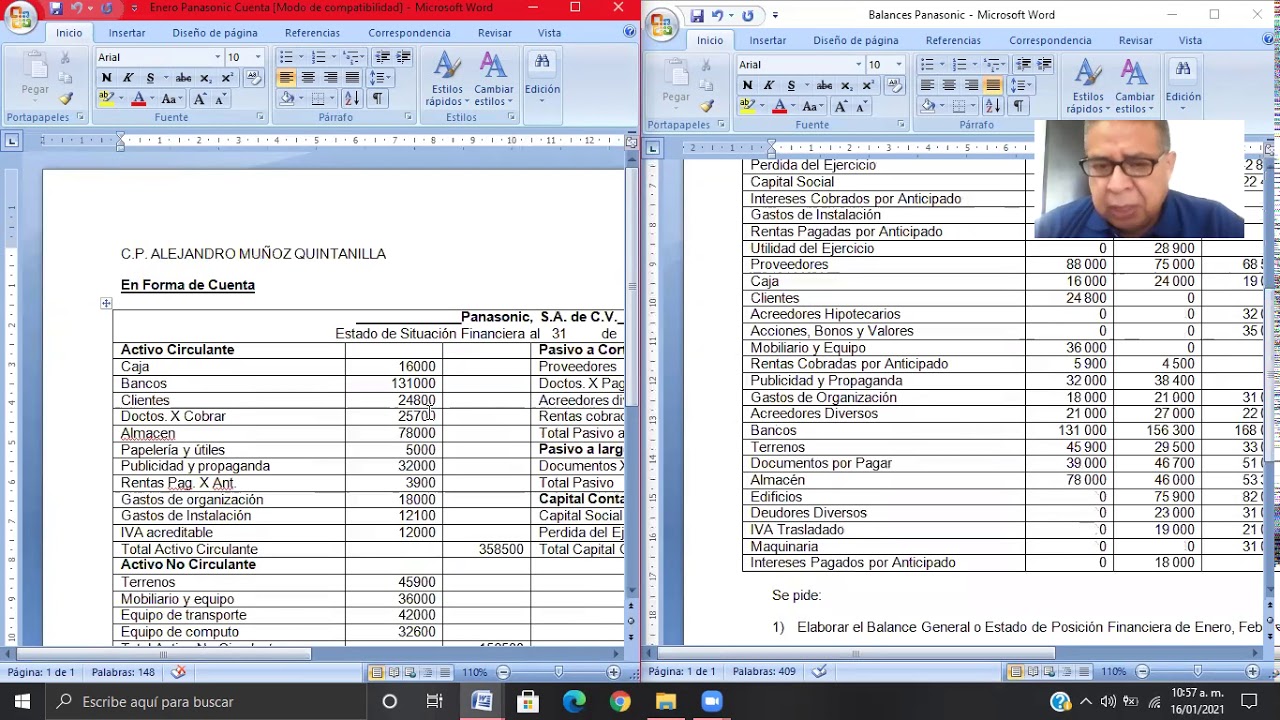 estado de situacion financiera en forma de cuenta